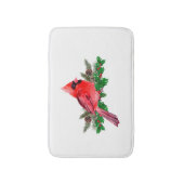 Kerstmis Rode Vogel Kardinaal Badmat (Voorkant Verticaal)