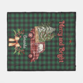 Kerstmis rode vrachtwagen groene baffalo plaid mon fleece deken (Voorkant (Horizontaal))