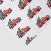 Kerstmis:  rode vrachtwagen op witte sneeuw tissuepapier (Detail)