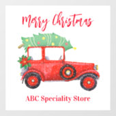 Kerstmis Rode Vrachtwagen Wit Feestelijk Raamsticker (Vel)