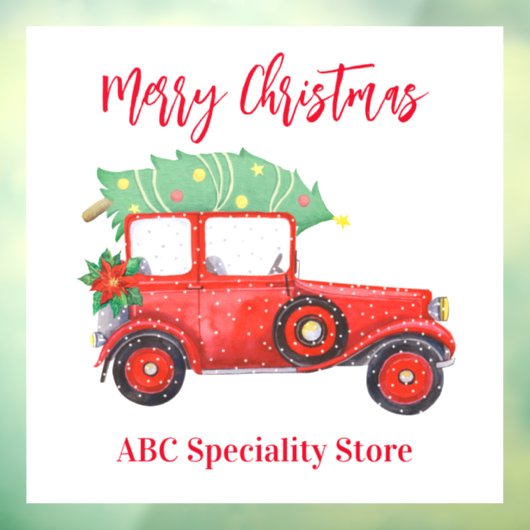 Kerstmis Rode Vrachtwagen Wit Feestelijk Raamsticker (Vel 3)