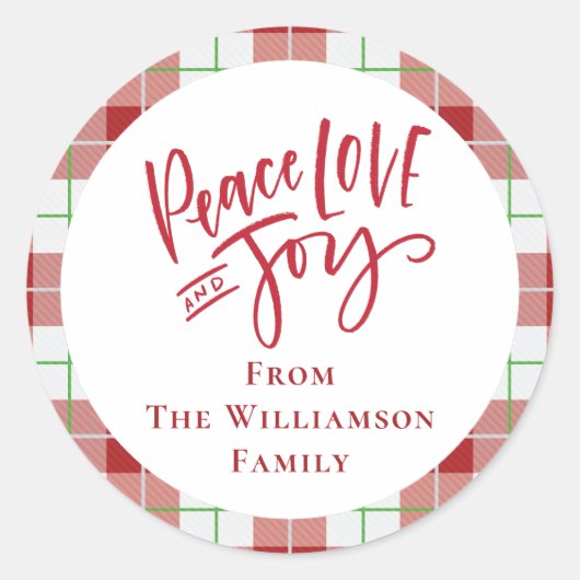 Kerstmis Rode Vrede Liefde Vreugde Moderne Familie Ronde Sticker (Voorkant)