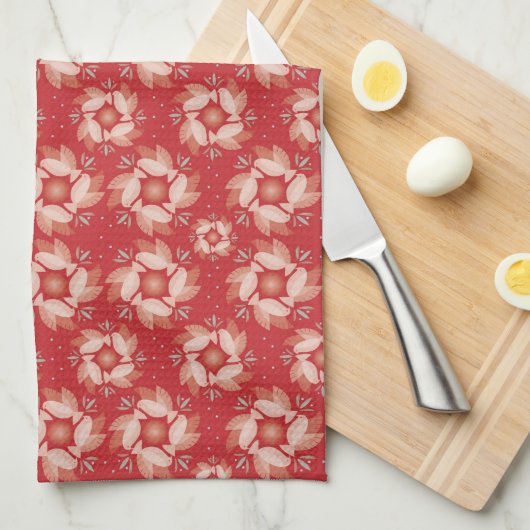 Kerstmis Rode Vredesduif Theedoek (Quarter Fold)