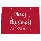 Kerstmis Rode Vrolijke Kerstmis Gepersonaliseerd Groot Cadeauzakje (Voorkant)