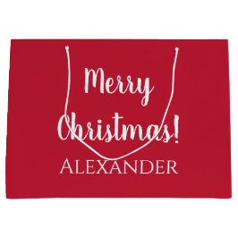 Kerstmis Rode Vrolijke Kerstmis Gepersonaliseerd Groot Cadeauzakje