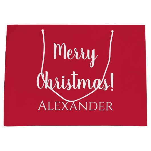 Kerstmis Rode Vrolijke Kerstmis Gepersonaliseerd Groot Cadeauzakje (Voorkant)