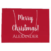 Kerstmis Rode Vrolijke Kerstmis Gepersonaliseerd Groot Cadeauzakje (Achterkant)