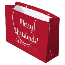 Kerstmis Rode Vrolijke Kerstmis Gepersonaliseerd Groot Cadeauzakje