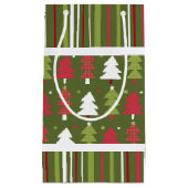 Kerstmis Rode, Witte en Groene Bomen en Strepen Klein Cadeauzakje (Voorkant)