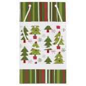 Kerstmis Rode, Witte en Groene Bomen en Strepen Klein Cadeauzakje (Achterkant)