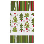 Kerstmis Rode, Witte en Groene Bomen en Strepen Klein Cadeauzakje (Voorkant)