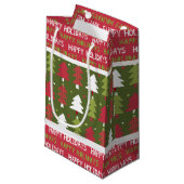 Kerstmis rode, witte en groene bomen klein cadeauzakje (Voorkant Gekanteld)