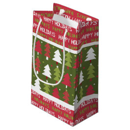 Kerstmis rode, witte en groene bomen klein cadeauzakje