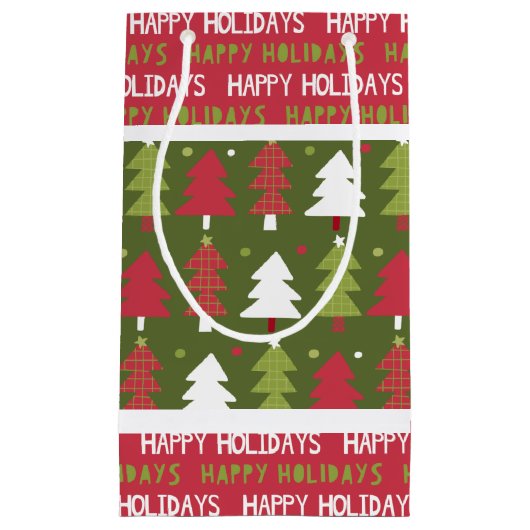 Kerstmis rode, witte en groene bomen klein cadeauzakje (Voorkant)