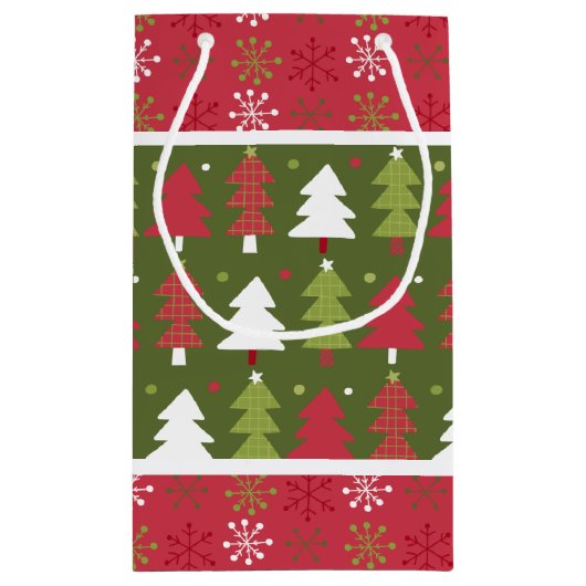 Kerstmis rode, witte en groene boom klein cadeauzakje (Achterkant)