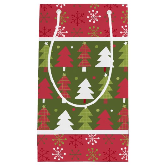 Kerstmis rode, witte en groene boom klein cadeauzakje (Voorkant)