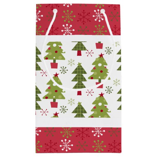 Kerstmis rode, witte en groene boom klein cadeauzakje (Achterkant)