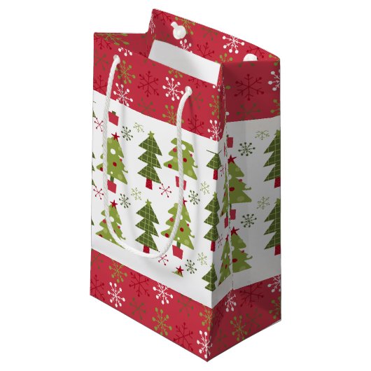 Kerstmis rode, witte en groene boom klein cadeauzakje (Voorkant Gekanteld)