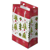 Kerstmis rode, witte en groene boom klein cadeauzakje (Achterkant Gekanteld)