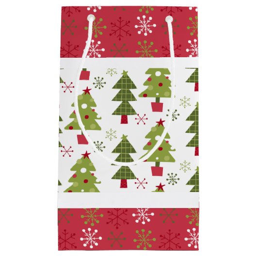 Kerstmis rode, witte en groene boom klein cadeauzakje (Voorkant)