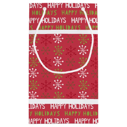 Kerstmis Rode, Witte en Groene Sneeuwvlok Klein Cadeauzakje (Achterkant)