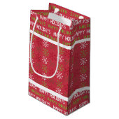 Kerstmis Rode, Witte en Groene Sneeuwvlok Klein Cadeauzakje (Achterkant Gekanteld)