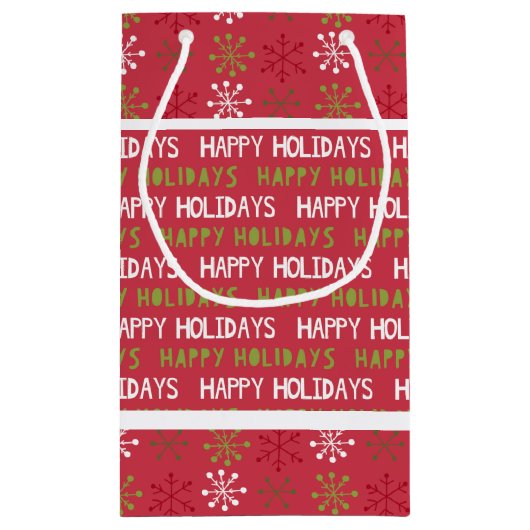 Kerstmis Rode, Witte en Groene Sneeuwvlokken Klein Cadeauzakje (Achterkant)