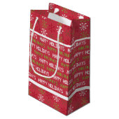 Kerstmis Rode, Witte en Groene Sneeuwvlokken Klein Cadeauzakje (Achterkant Gekanteld)