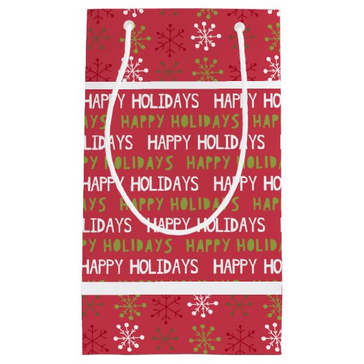 Kerstmis Rode, Witte en Groene Sneeuwvlokken Klein Cadeauzakje (Voorkant)