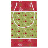 Kerstmis Rode, Witte en Groene Sneeuwvlokken, Stip Klein Cadeauzakje (Achterkant)