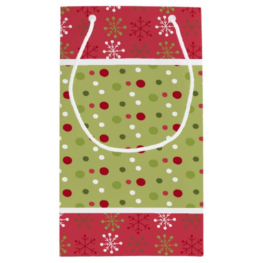 Kerstmis Rode, Witte en Groene Sneeuwvlokken, Stip Klein Cadeauzakje (Achterkant)