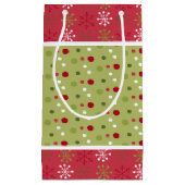Kerstmis Rode, Witte en Groene Sneeuwvlokken, Stip Klein Cadeauzakje (Voorkant)