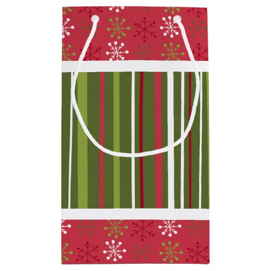 Kerstmis Rode, Witte en Groene Sneeuwvlokken, Stre Klein Cadeauzakje (Achterkant)