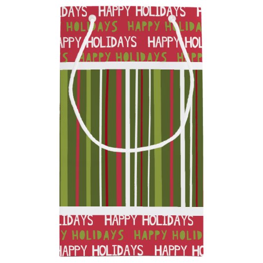 Kerstmis Rode, Witte en Groene Strepen Klein Cadeauzakje (Achterkant)