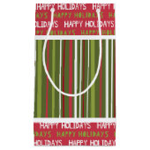 Kerstmis Rode, Witte en Groene Strepen Klein Cadeauzakje (Voorkant)