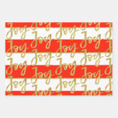 Kerstmis: rode, witte gouden streep inpakpapier vel (Voorkant)