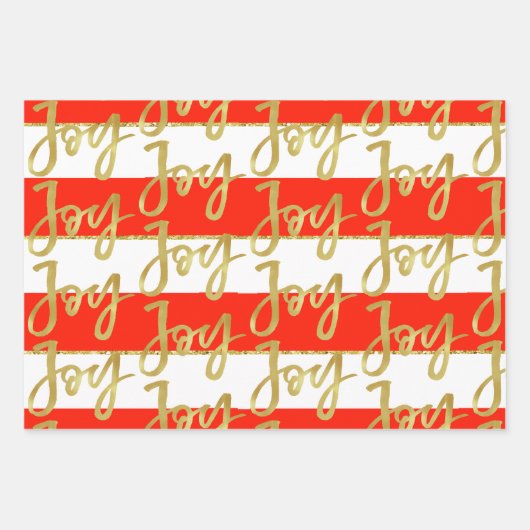 Kerstmis: rode, witte gouden streep inpakpapier vel (Voorkant)