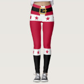 Kerstmis Rode Witte Sterren Riem Sinterklaas Vrouw Leggings (Voorkant)