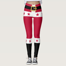 Kerstmis Rode Witte Sterren Riem Sinterklaas Vrouw Leggings