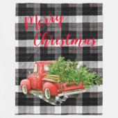 Kerstmis Rode XMAS Vrachtwagen Plaid Zwart Wit Fleece Deken (Voorkant)