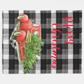 Kerstmis Rode XMAS Vrachtwagen Plaid Zwart Wit Fleece Deken (Voorkant (Horizontaal))