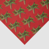 Kerstmis Rode Zeester en Hulst Patroon Tissuepapier (Detail)