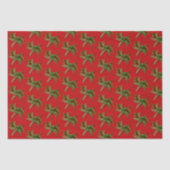 Kerstmis Rode Zeester en Hulst Patroon Tissuepapier (Voorkant)