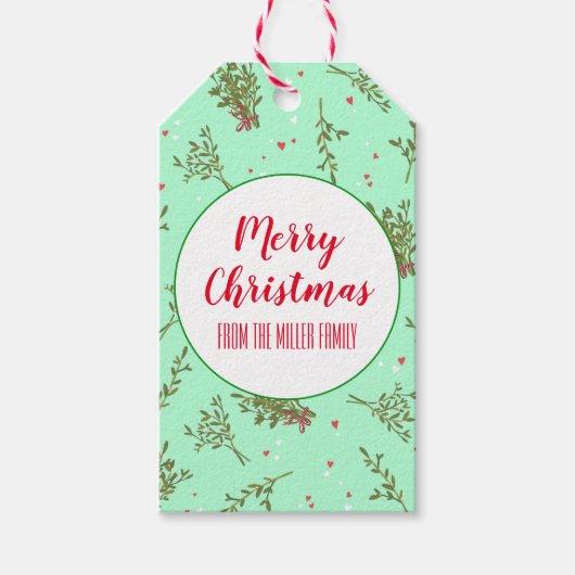 Kerstmis: Romantische kerstfeestdag liefde Cadeaulabel (Voorkant)