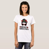 Kerstmis rommelige-bun moeder ontwerp t-shirt (Voorkant volledig)