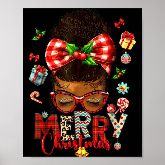 Kerstmis Rommelige Knot Zwarte Vrouwen Afrikaans A Poster (Voorkant)