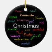 Kerstmis rond de wereld in de zwarte cirkel keramisch ornament (Achterkant)