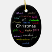 Kerstmis rond de wereld in zwarte ovaal keramiek o keramisch ornament (Achterkant)