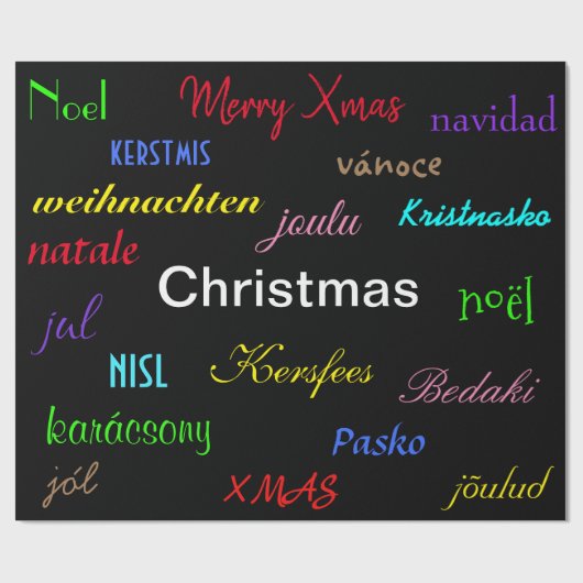 Kerstmis rond de Wereld Modern Cadeaupapier (Vlak)