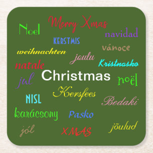 Kerstmis rond de Wereld Modern Groen Kartonnen Onderzetters